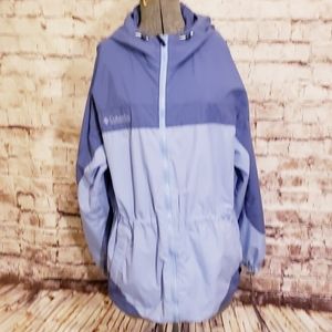 Columbia Windbreaker Style Jacket Drawstring Waist Hood Large